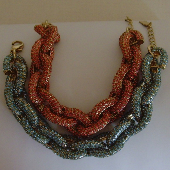 BaubleBar Blue Rhinestone Link Chain Bracelet NEW! - Picture 10 of 15